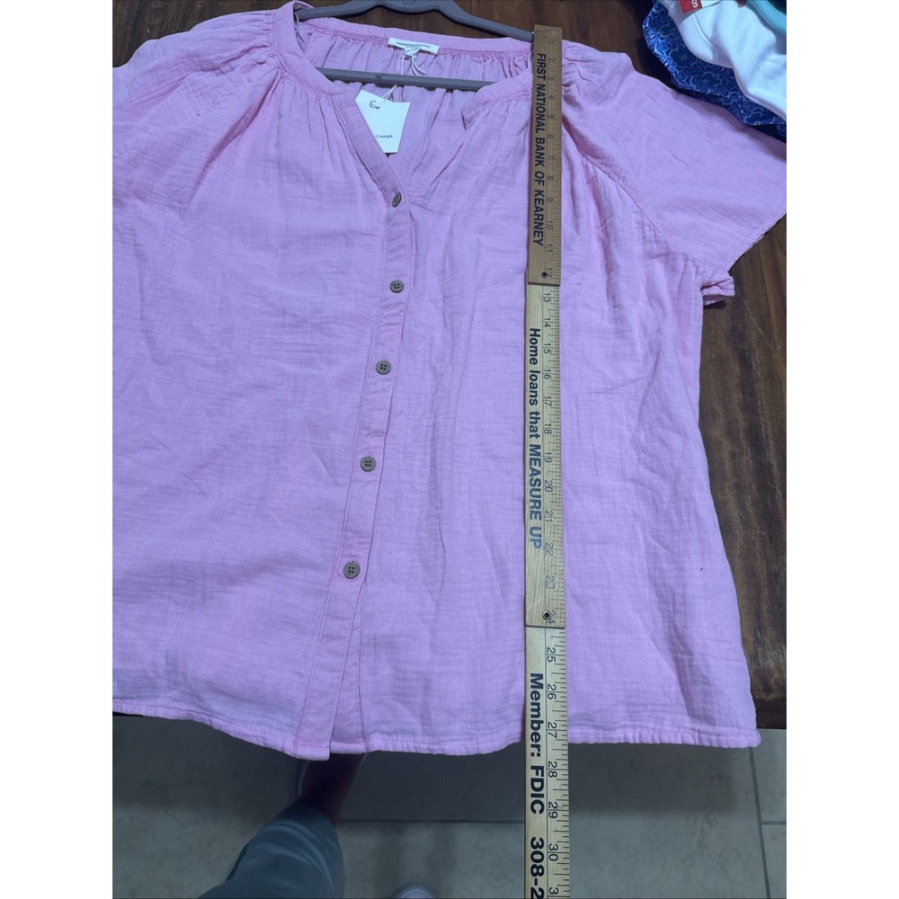 BeachLunchLounge Pink Gauze Lightweight Flutter Sleeve Blouse 1X Plus New Tags - Picture 8 of 9